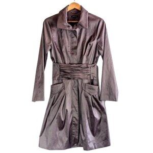 Samuel Dong Taupe Iridescent Belted Trench Swing Coat